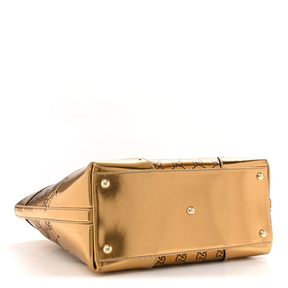 Metallic Guccissima Large Punch Tote Bronze