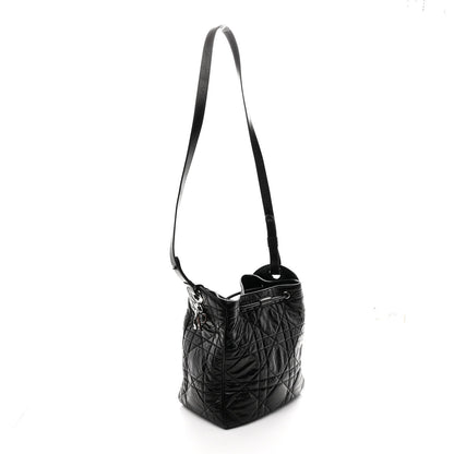 Crinkled Calfskin Macrocannage Medium D-Motion Bag Black