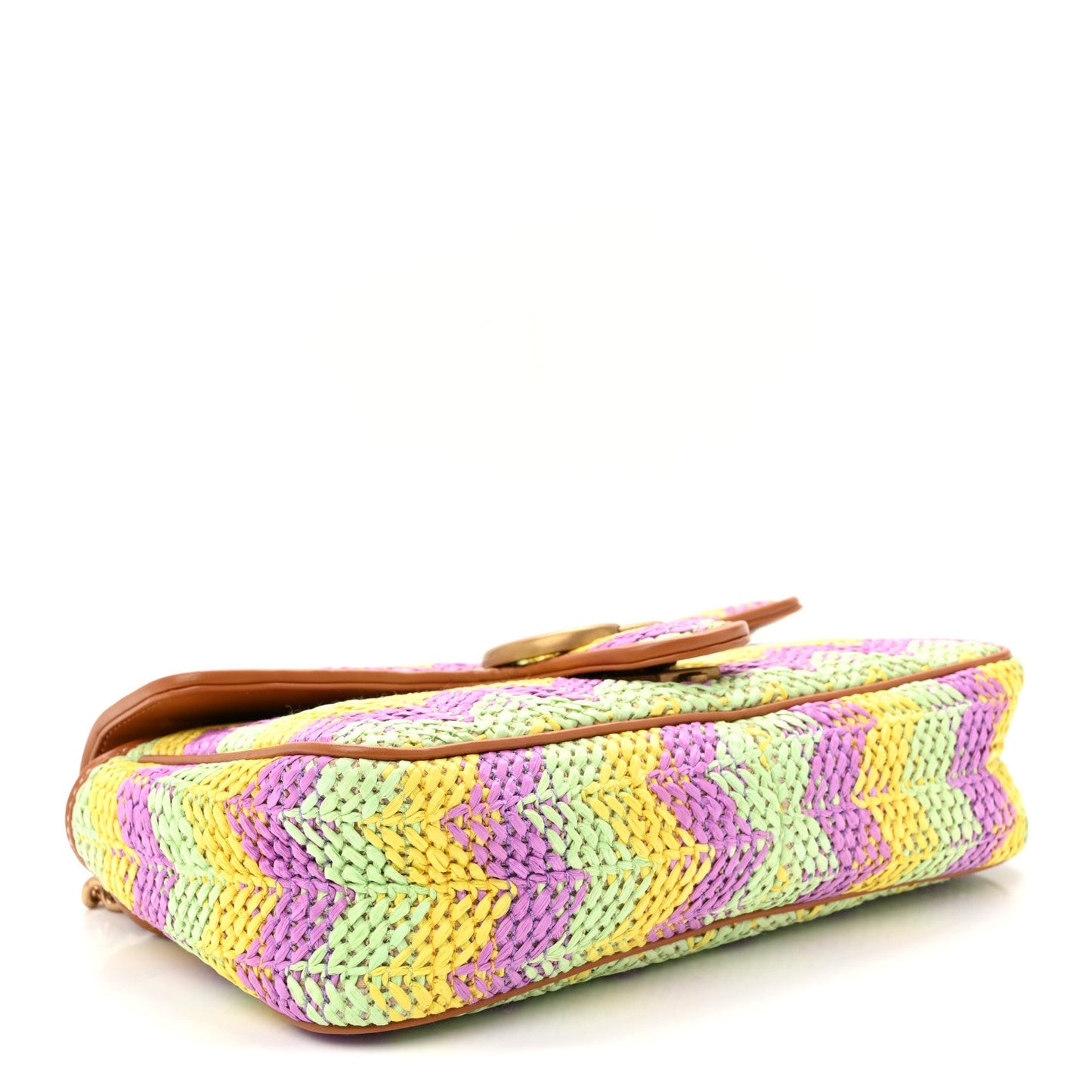 Calfskin Raffia Woven Small GG Marmont Shoulder Bag Multicolor