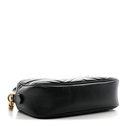 Calfskin Matelasse Small GG Marmont Chain Shoulder Bag Black