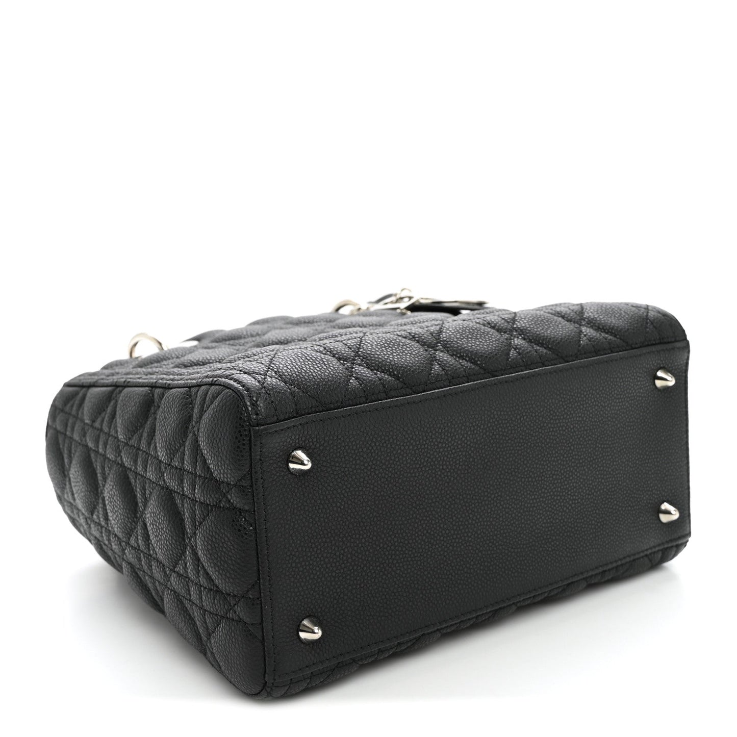 Grained Calfskin Cannage Medium Lady Dior Black