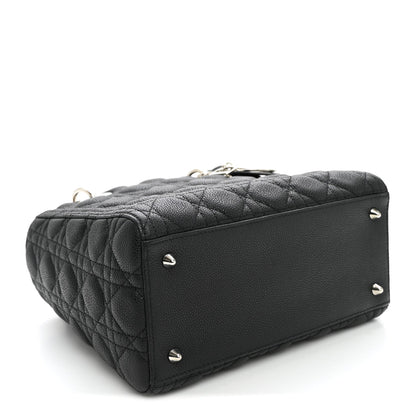 Grained Calfskin Cannage Medium Lady Dior Black