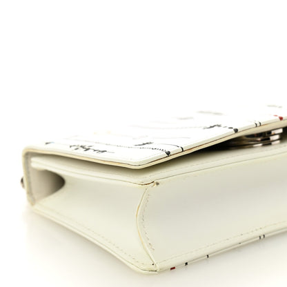 Calfskin Printed Mini Diorama Flap Bag White