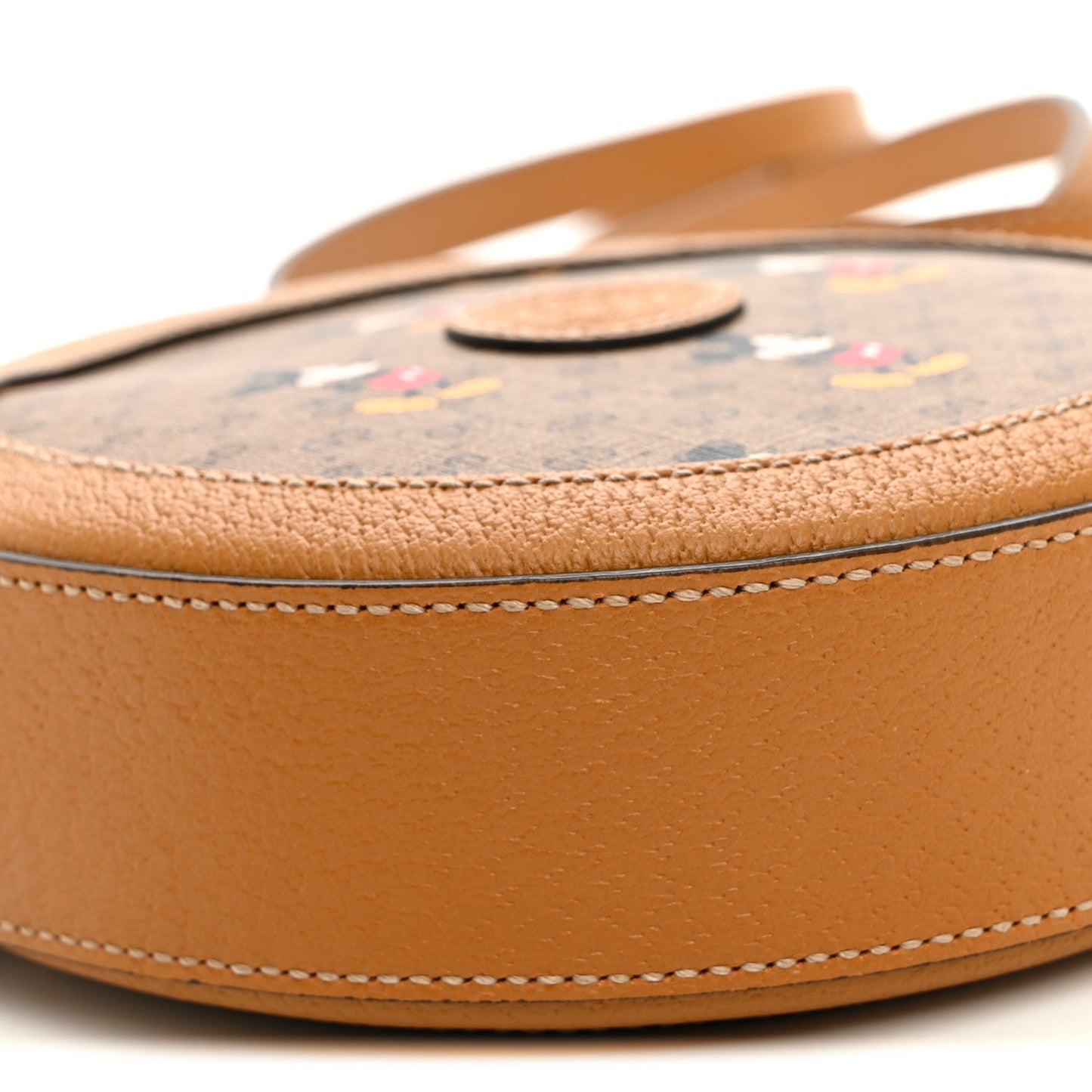 X DISNEY Mini Vintage GG Supreme Monogram Mickey Mouse Round Shoulder Bag Beige Vintage Sun Oil