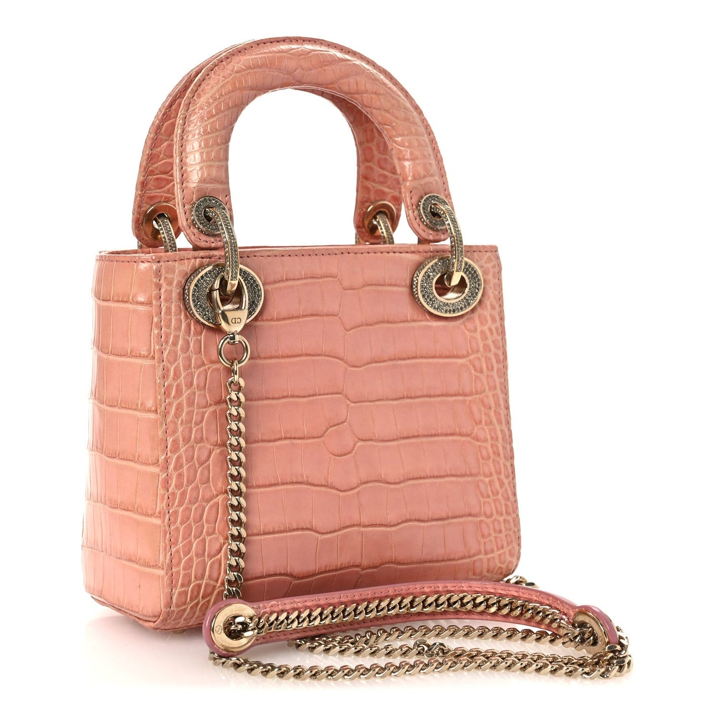 Alligator Crystal Mini Lady Dior Pink