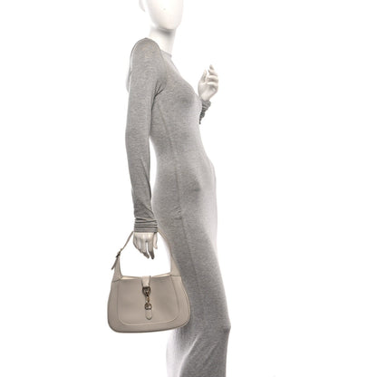 Ancora Calfskin Web Small Jackie Shoulder Bag Light Grey