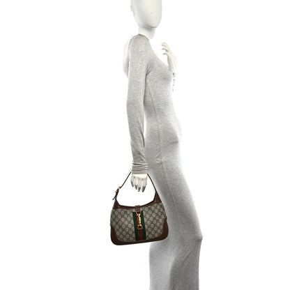 GG Supreme Monogram Azalea Calfskin Web Small Jackie 1961 Hobo Beige Ebony Brown Sugar