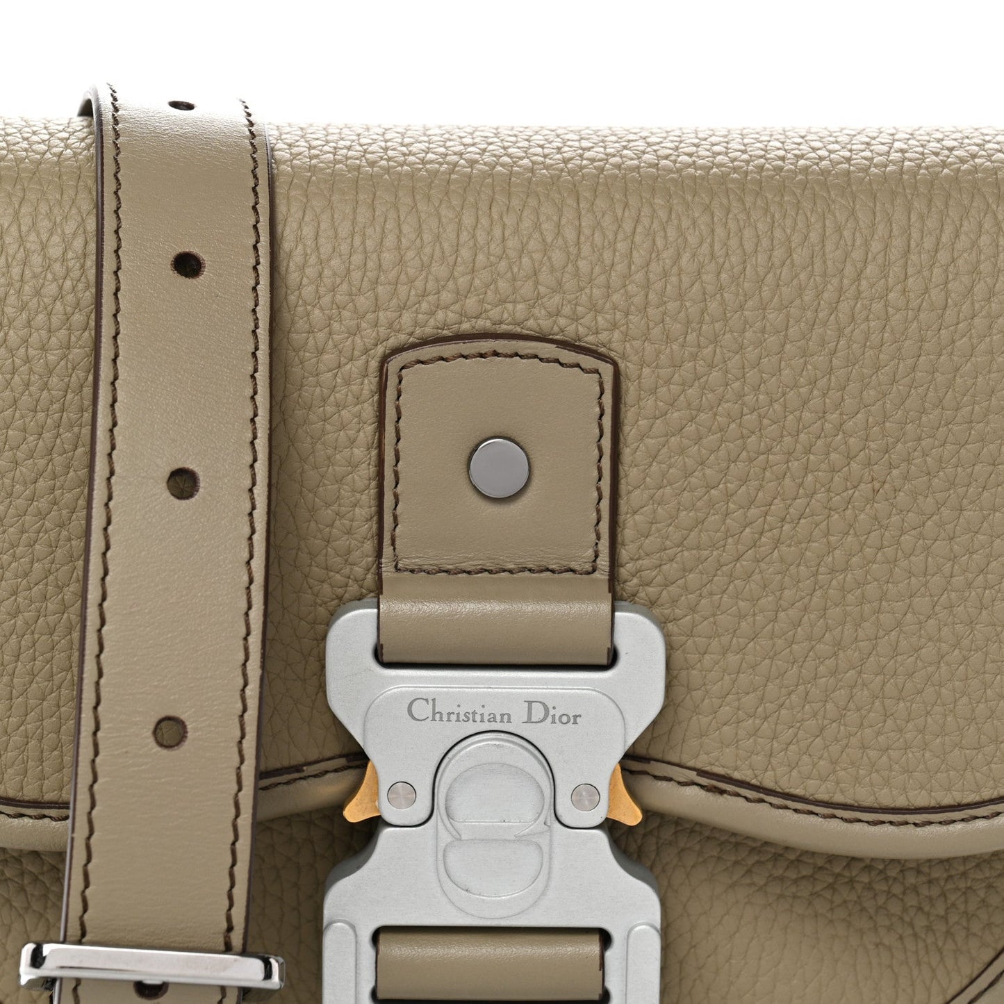 Grained Calfskin Mini Gallop Bag With Strap Beige