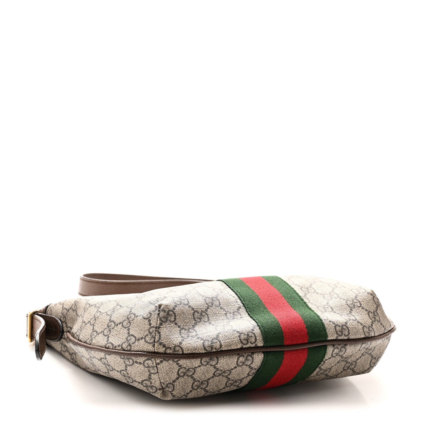 GG Supreme Monogram Web Small Ophidia Half Moon Hobo Brown