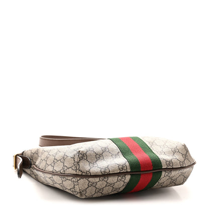 GG Supreme Monogram Web Small Ophidia Half Moon Hobo Brown