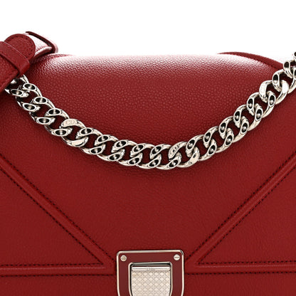 Grained Calfskin Medium Diorama Flap Bag Red