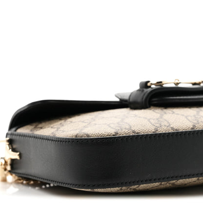 GG Supreme Monogram Azalea Calfskin Horsebit 1955 Mini Bag Beige Black