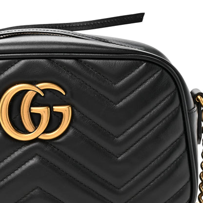 Calfskin Matelasse Small GG Marmont Chain Shoulder Bag Black
