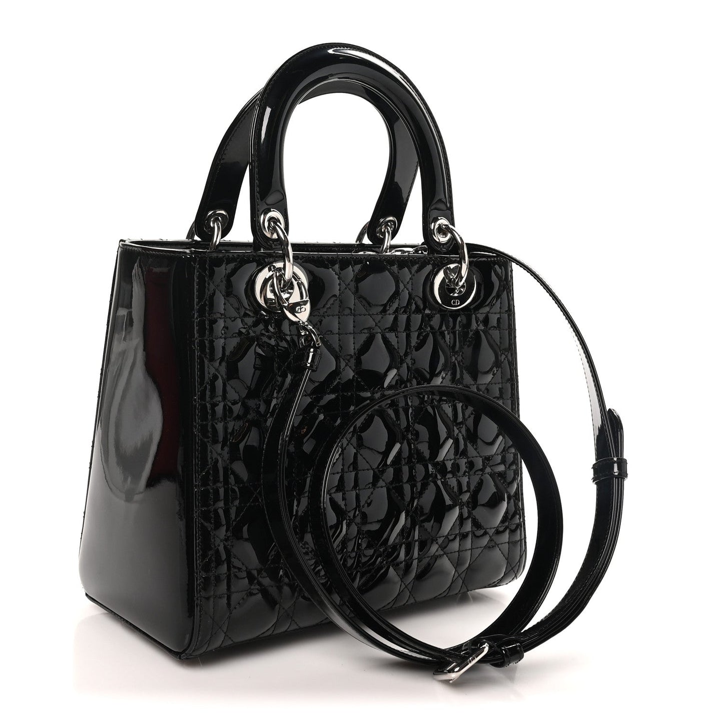 Patent Cannage Medium Lady Dior Black