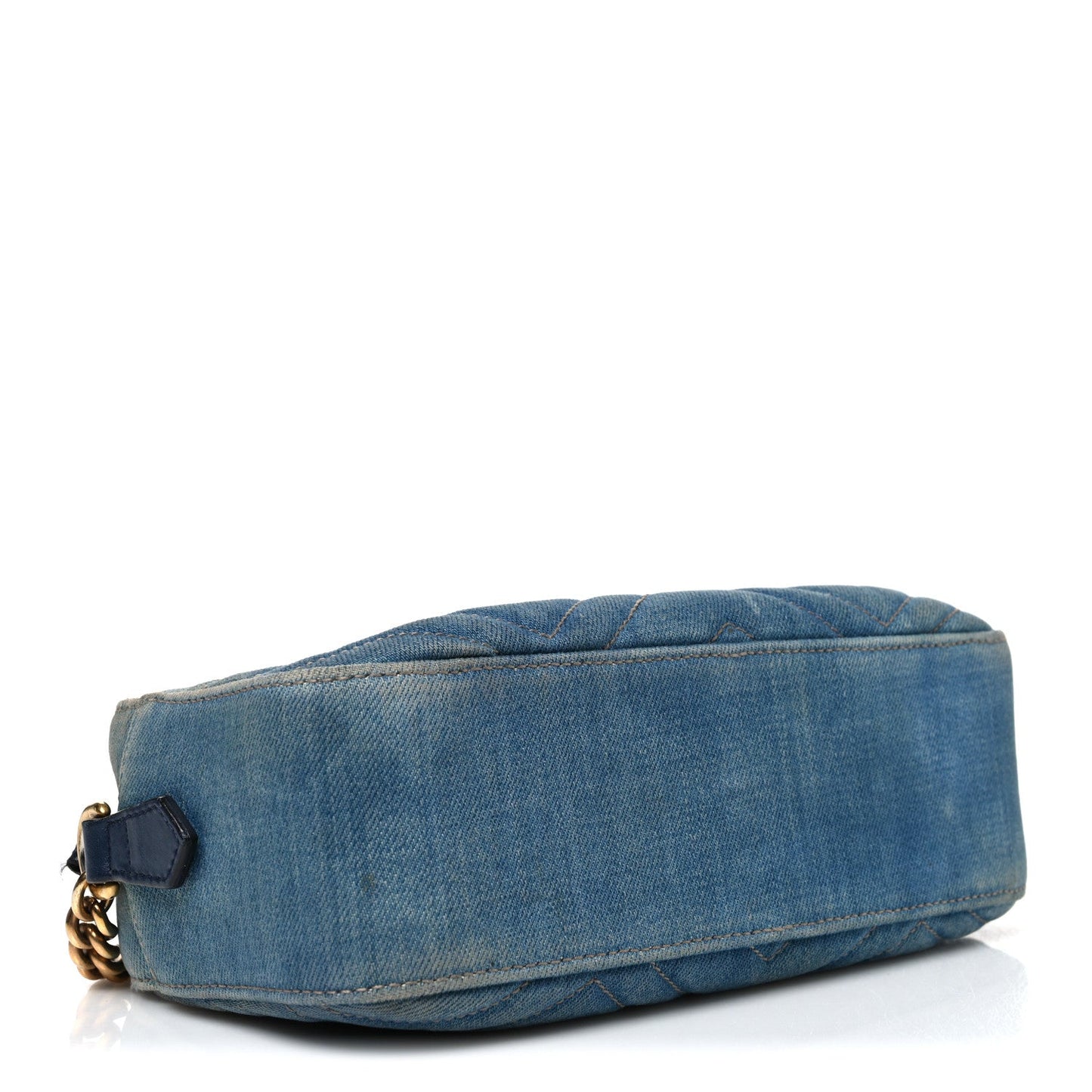 Denim Matelasse Small Pearly GG Marmont Chain Shoulder Bag Blue