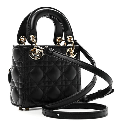 Lambskin Cannage Micro Lady Dior Black