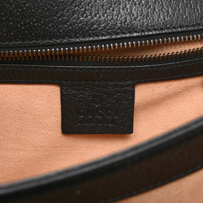 Textured Dollar Calfskin Web Small Ophidia Padlock Top Handle Bag Black