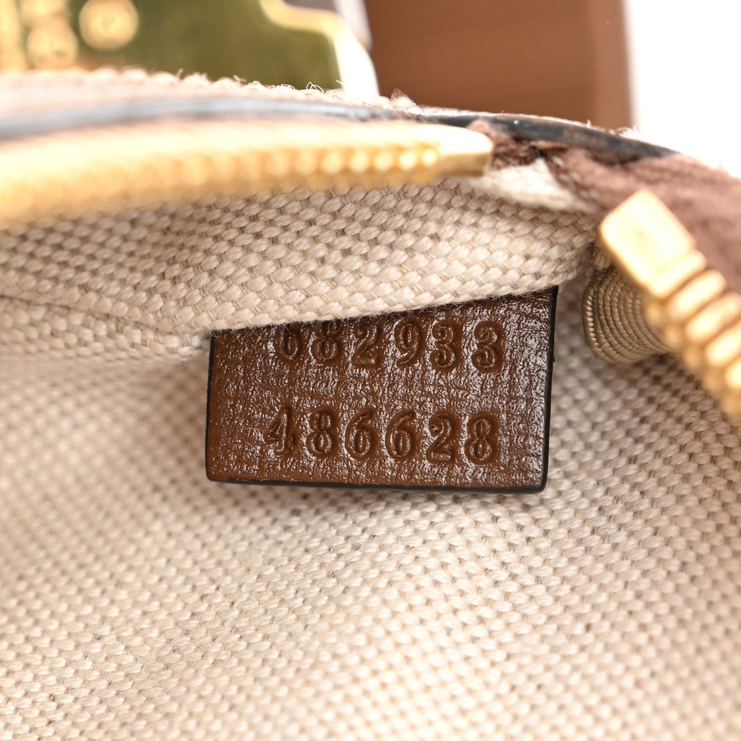 GG Supreme Monogram Textured Calfskin Retro Interlocking G Belt Bag Beige Ebony Brown Sugar