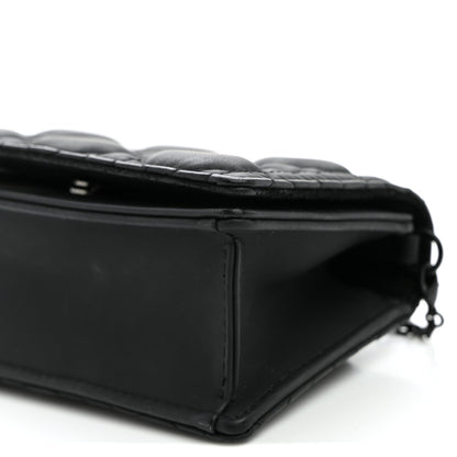 Ultra Matte Calfskin Cannage Nano Lady Dior Pouch Black