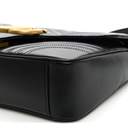 Calfskin Matelasse Medium GG Marmont Shoulder Bag Black