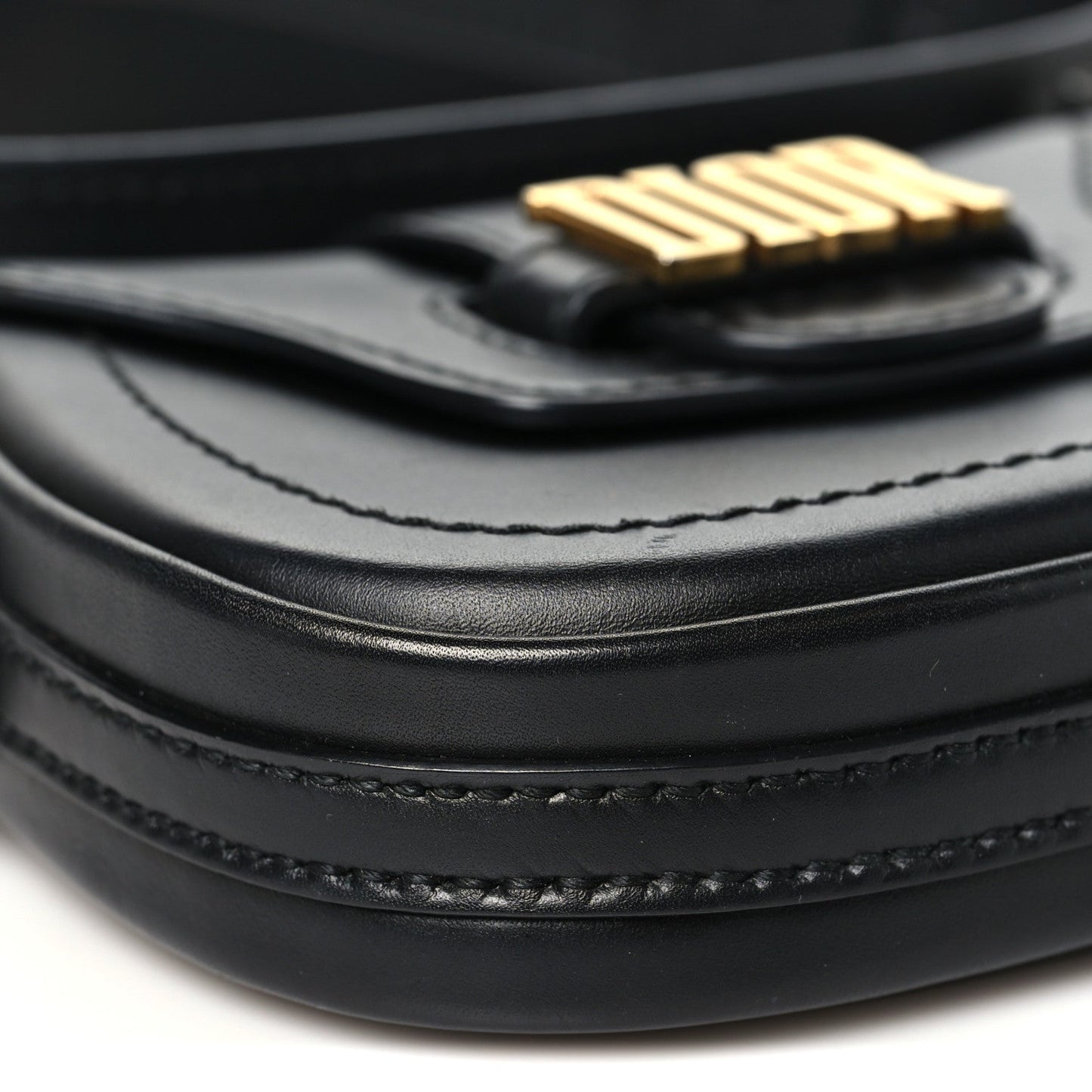 Calfskin Mini D Fence Saddle Bag Black