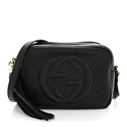 Pebbled Calfskin Small Soho Disco Bag Black
