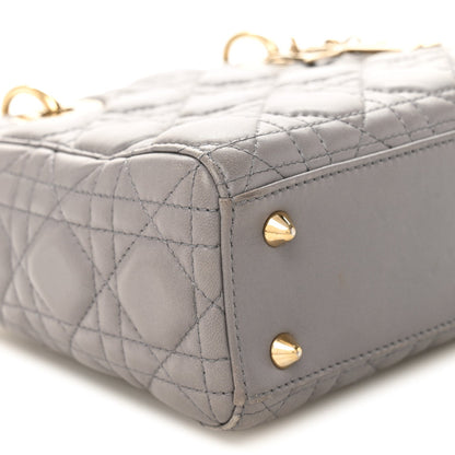 Lambskin Cannage Small Lucky Badges My Lady Dior Grey