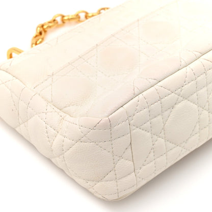 Grained Calfskin Cannage Small Caro Bag White