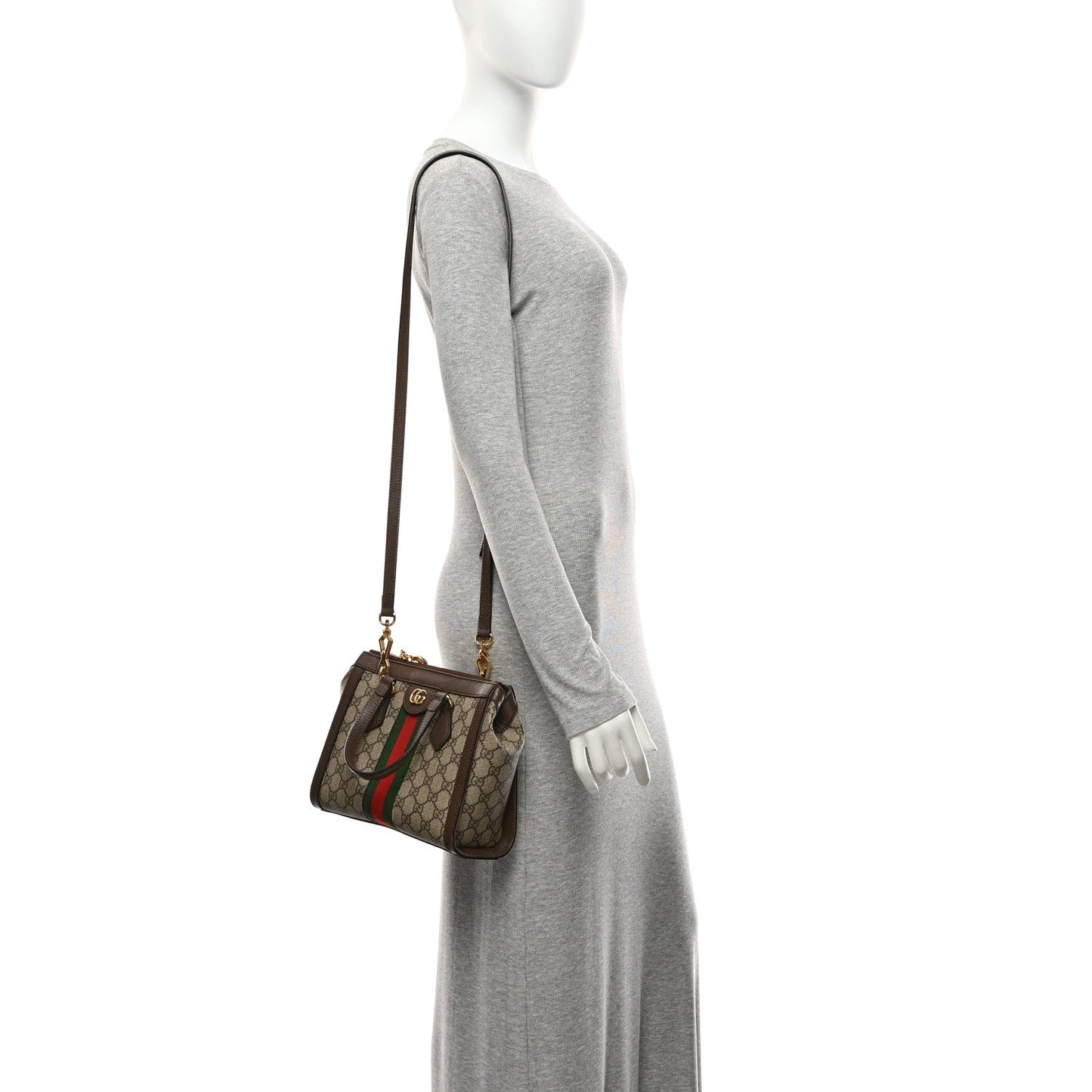 GG Supreme Monogram Small Ophidia Tote Bag Brown