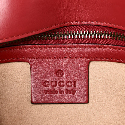 Calfskin Matelasse Small GG Marmont Shoulder Bag Hibiscus Red