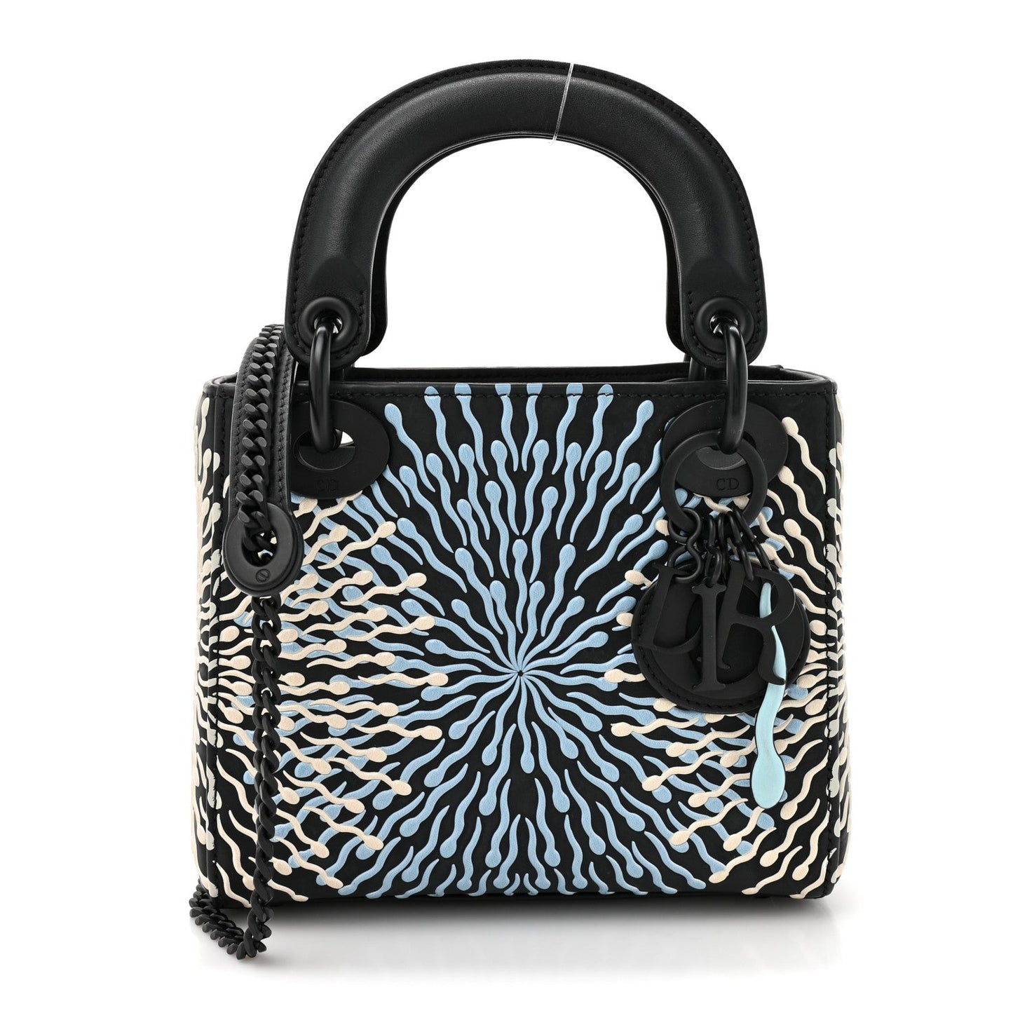 X BHARTI KHER Calfskin Painted Mini Lady Dior Black