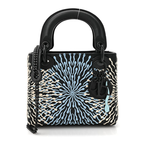 X BHARTI KHER Calfskin Painted Mini Lady Dior Black