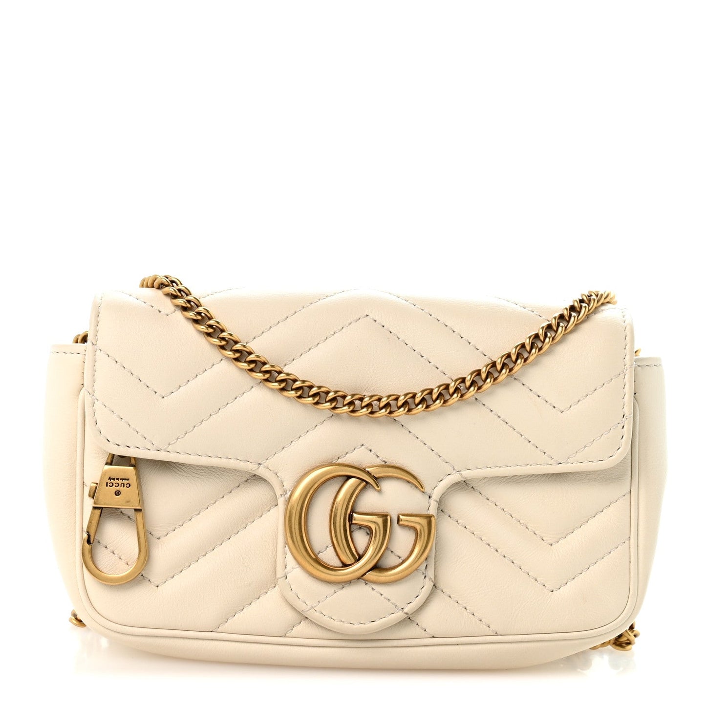Calfskin Matelasse Super Mini GG Marmont Shoulder Bag White