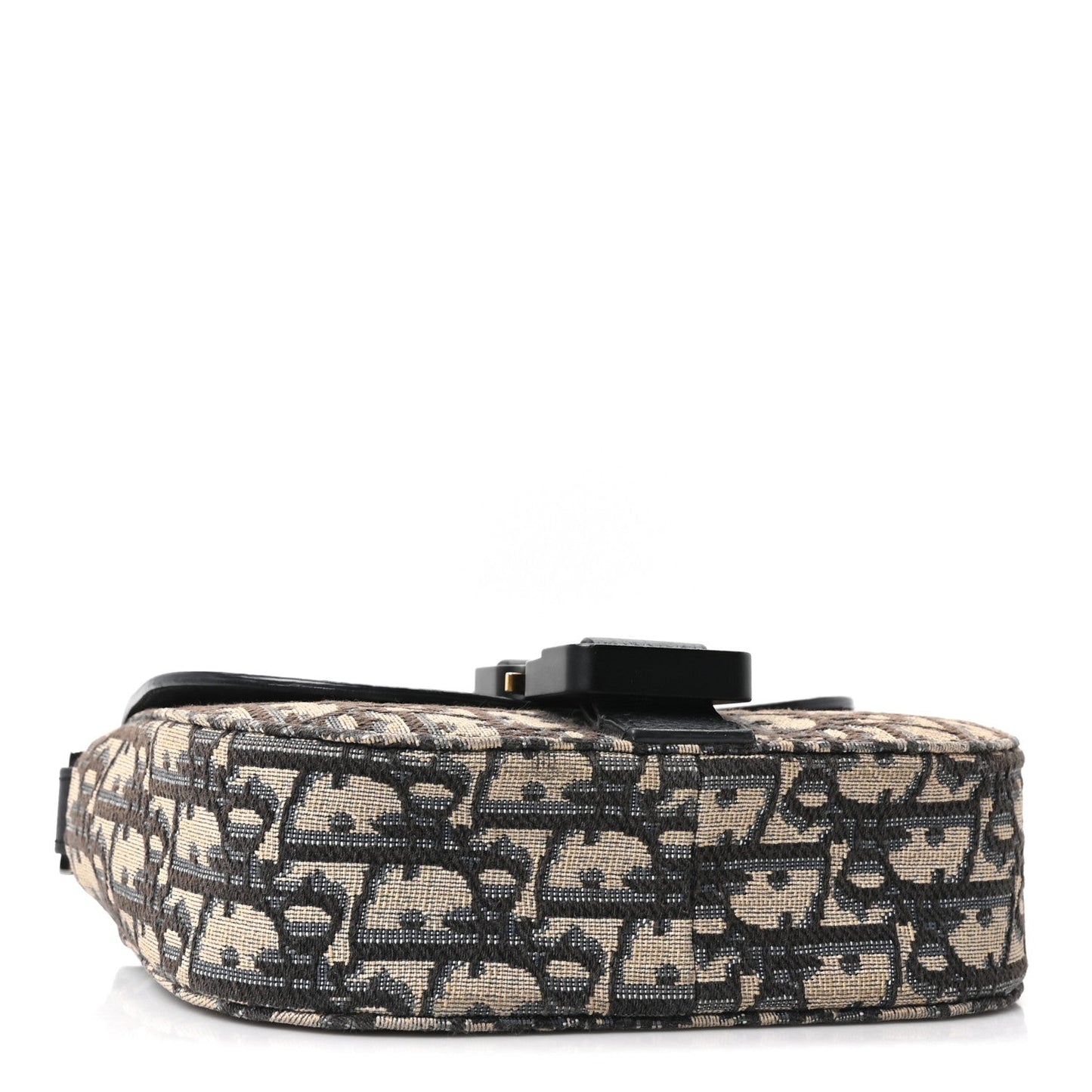 Grained Calfskin Oblique Mini Saddle Messenger Bag With Flap Beige Black