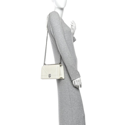 Patent Micro-Cannage Small Diorama Flap Bag White