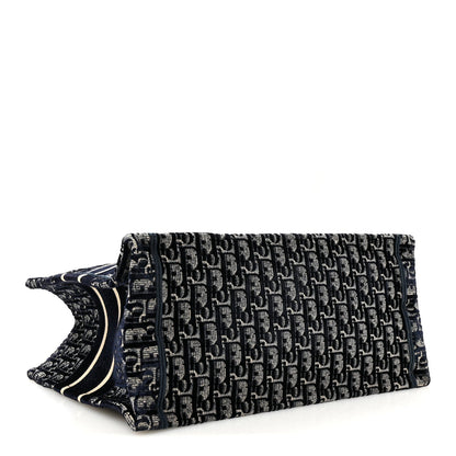 Oblique Velvet Medium Book Tote Blue Multicolor