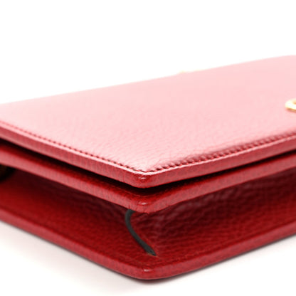 Dollar Calfskin Mini GG Marmont Chain Wallet Hibiscus Red