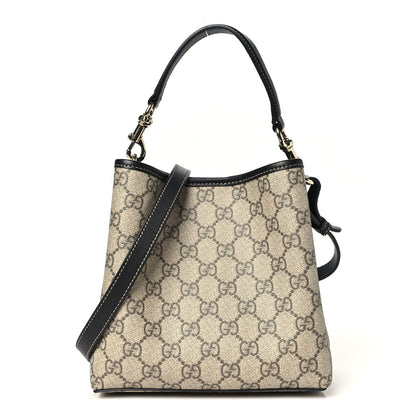 GG Supreme Monogram Emblem Mini Bucket Bag Beige Black