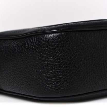 Pebbled Calfskin Small Soho Disco Bag Black