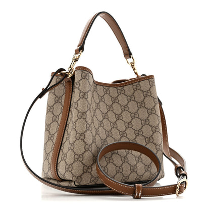 GG Supreme Monogram Emblem Small Shoulder Bag Beige Ebony Sundial
