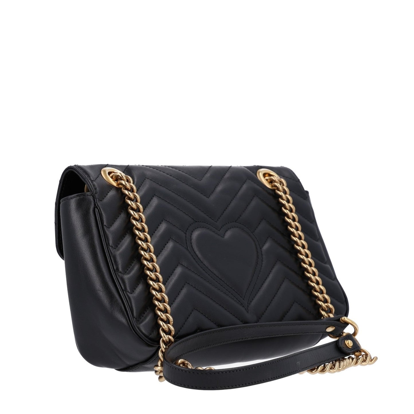 Calfskin Matelasse Small GG Marmont Shoulder Bag Black