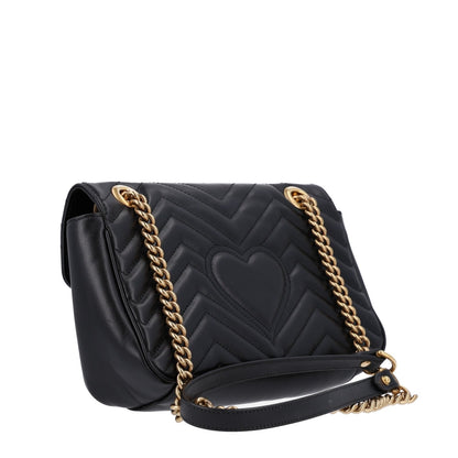 Calfskin Matelasse Small GG Marmont Shoulder Bag Black