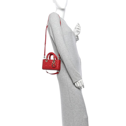 Lambskin Cannage Dioramour Micro Lady D-Joy Red
