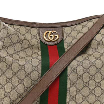 GG Supreme Monogram Web Ophidia Half Moon Hobo Brown