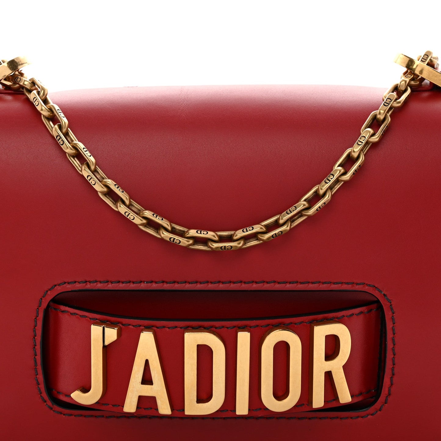 Calfskin J'Adior Chain Flap Bag Red