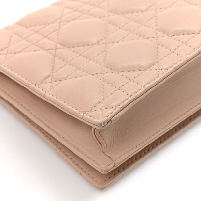 Lambskin Cannage Lady Dior Convertible Clutch Pink