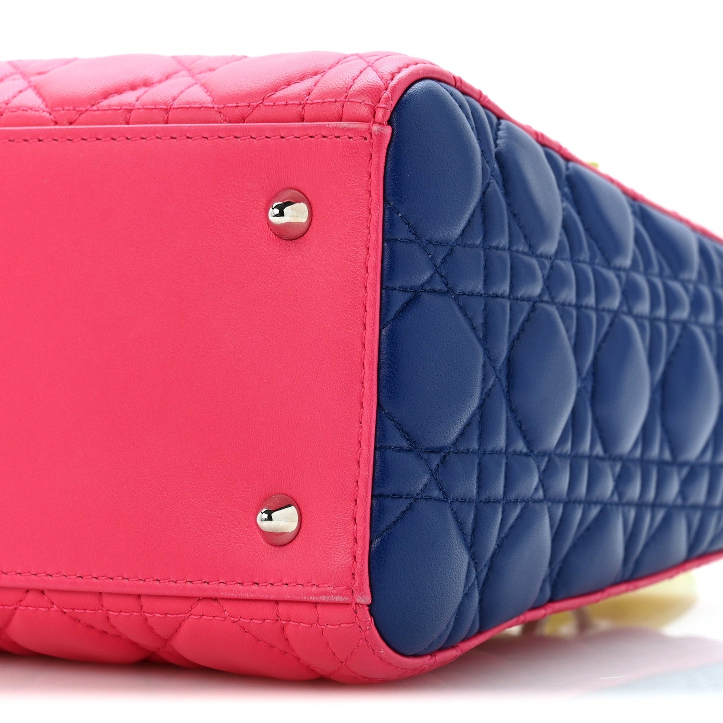 Lambskin Cannage Medium Tri-Color Lady Dior Pink Blue Yellow