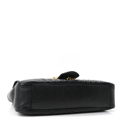 Calfskin Matelasse Medium GG Marmont Shoulder Bag Black