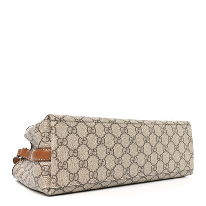 GG Supreme Monogram Emblem Medium Tote Bag Beige Dark Brown