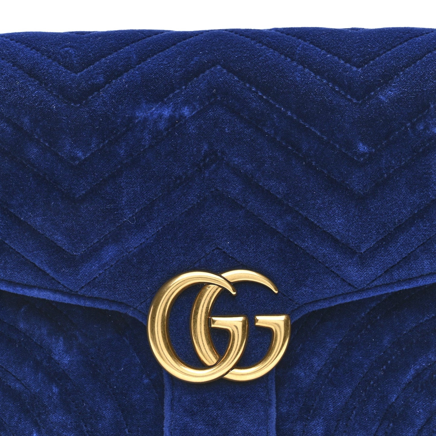 Velvet Matelasse GG Marmont Clutch Cobalt Blue
